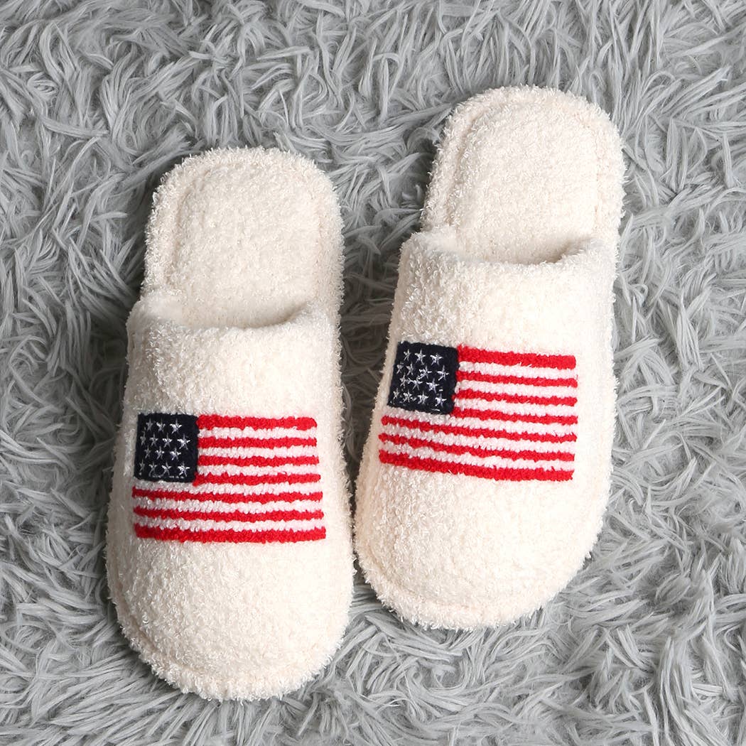 American Flag Embroidered Slippers