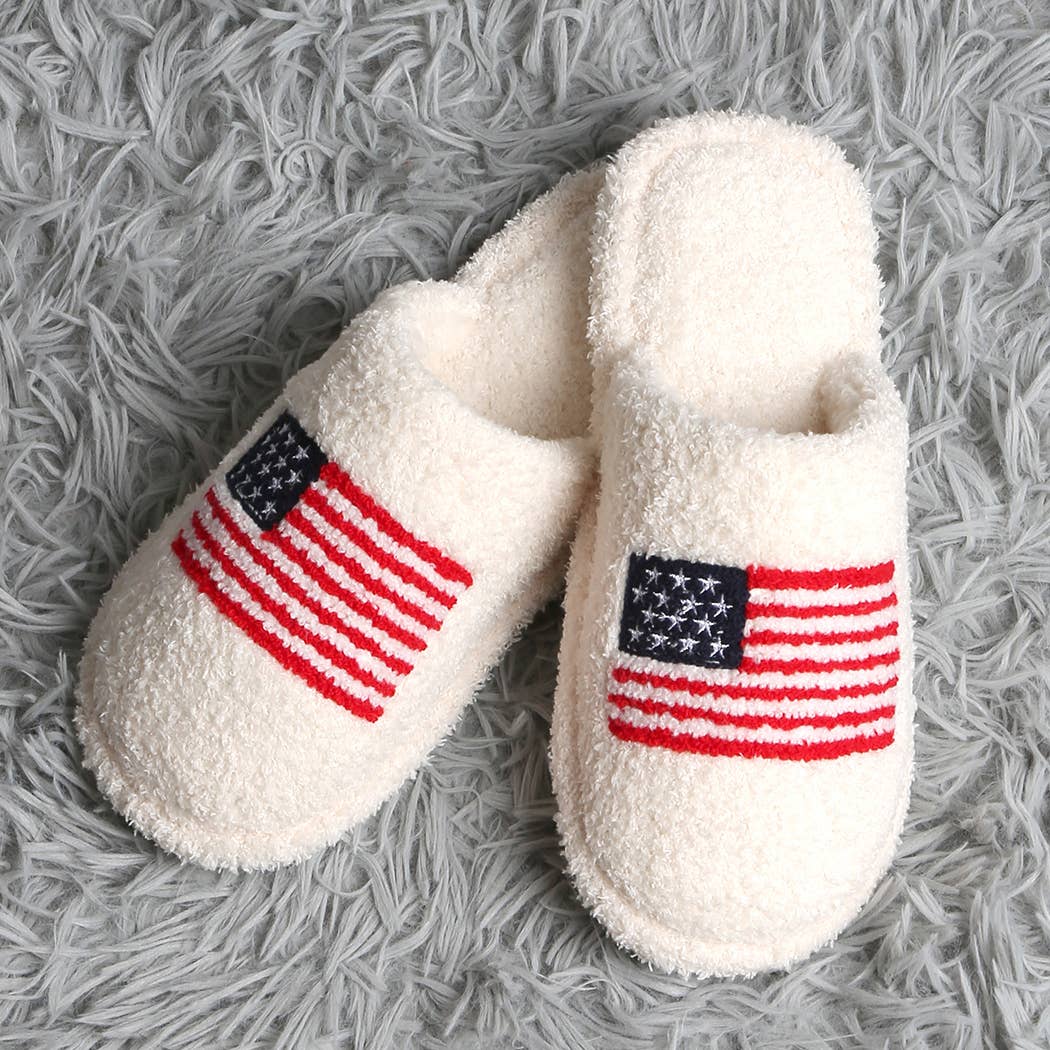 American Flag Embroidered Slippers