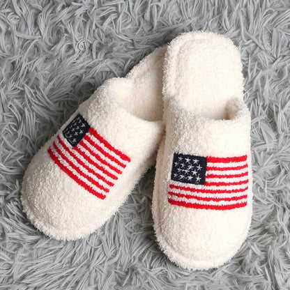 American Flag Embroidered Slippers