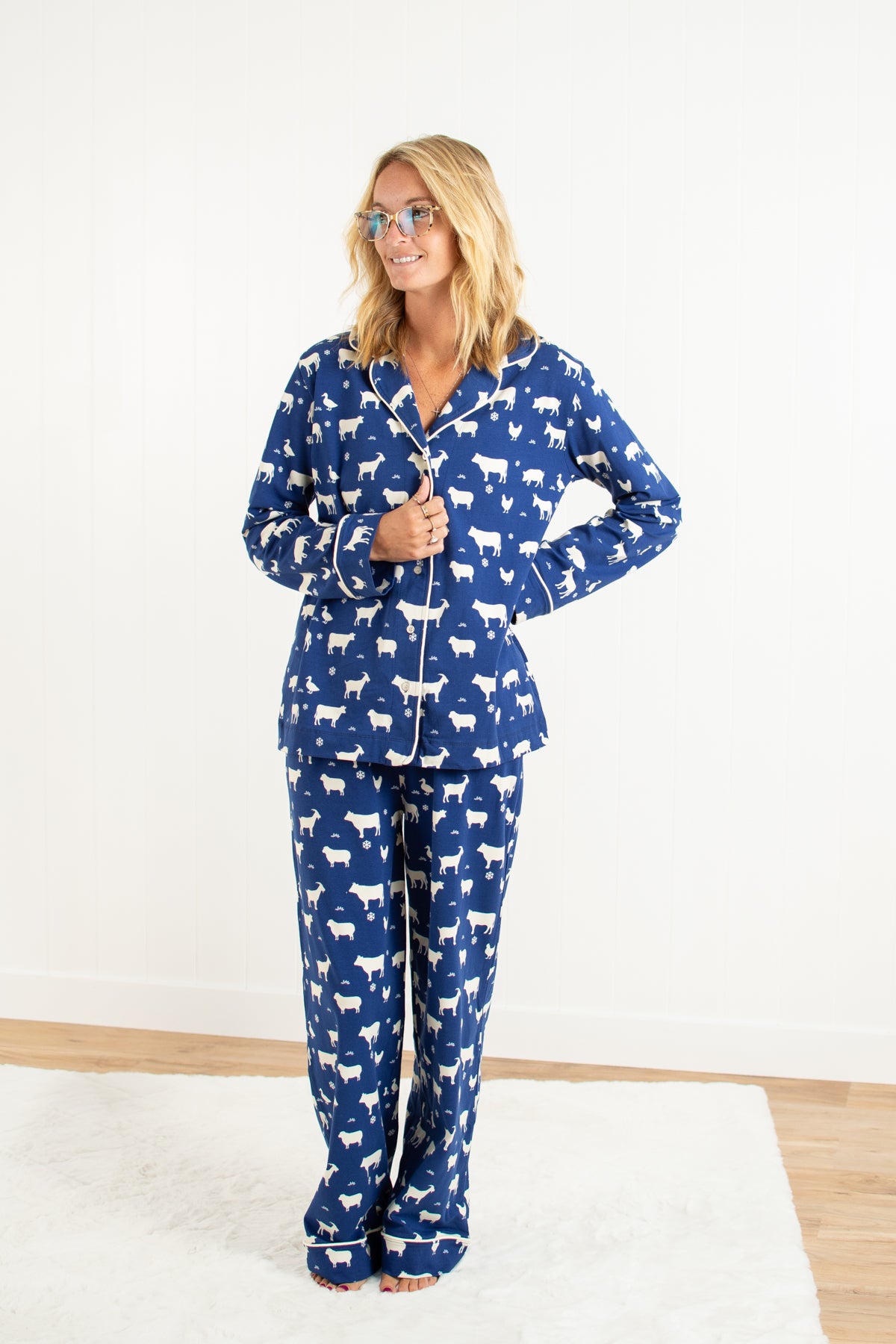 Animals & Snowflakes Adult Notch Collar Top and Pajama Pant Set *Preorder*