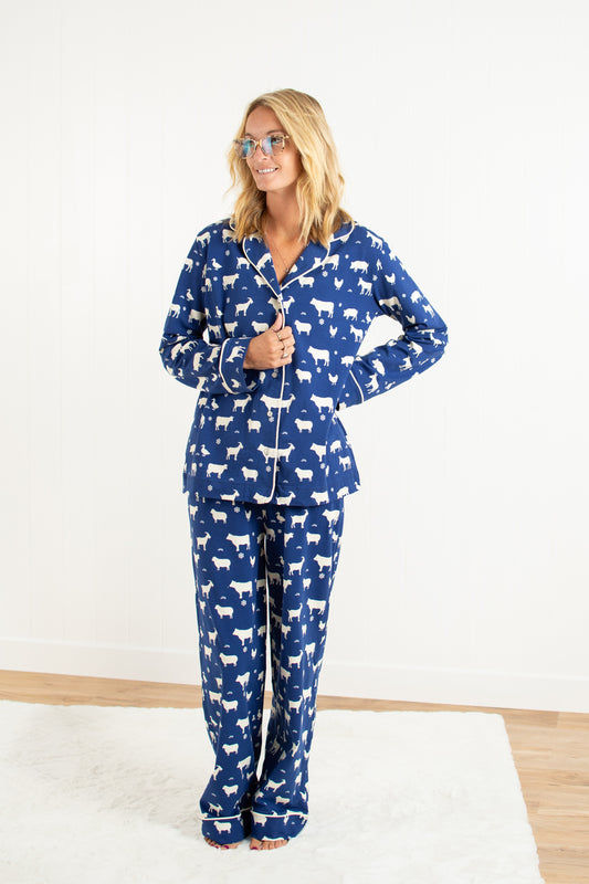 Animals & Snowflakes Adult Notch Collar Top and Pajama Pant Set *Preorder*