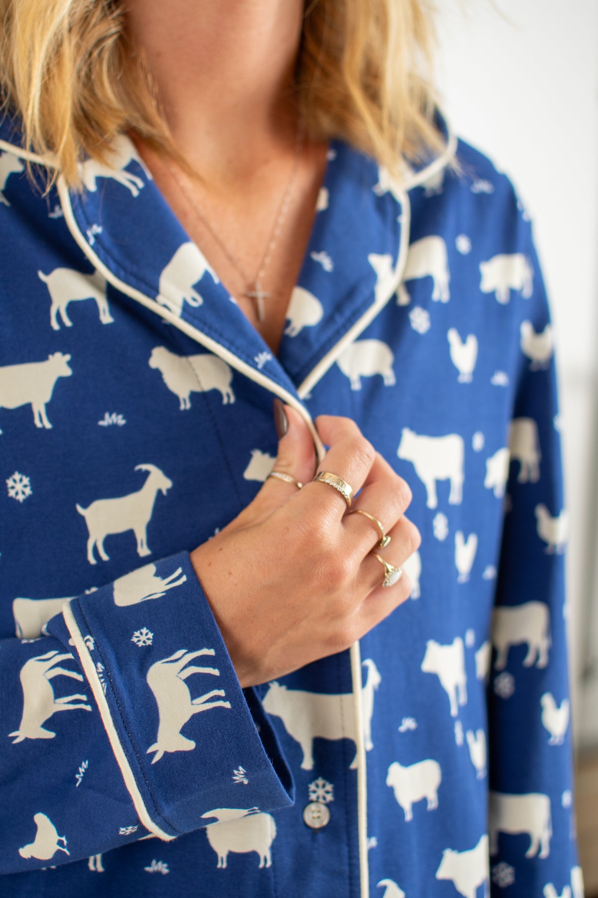 Animals & Snowflakes Adult Notch Collar Top and Pajama Pant Set *Preorder*