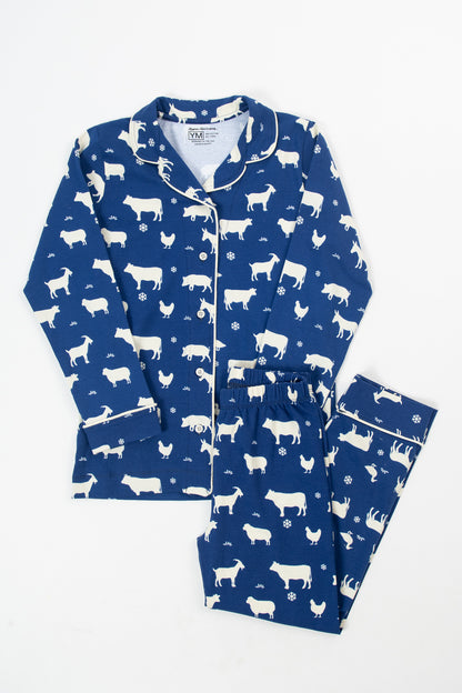 Animals & Snowflakes Toddler/Youth Notch Collar Top and Pajama Pant Set *Preorder*