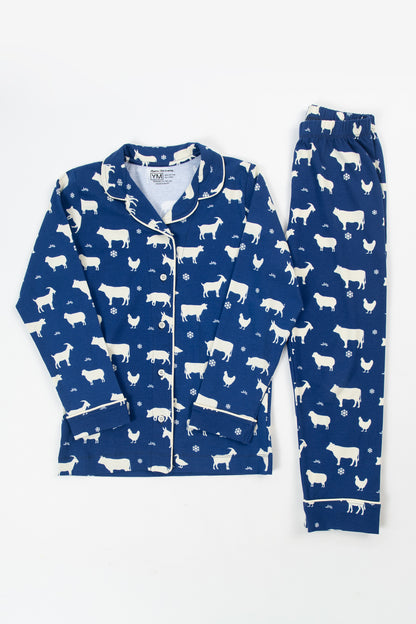 Animals & Snowflakes Toddler/Youth Notch Collar Top and Pajama Pant Set *Preorder*