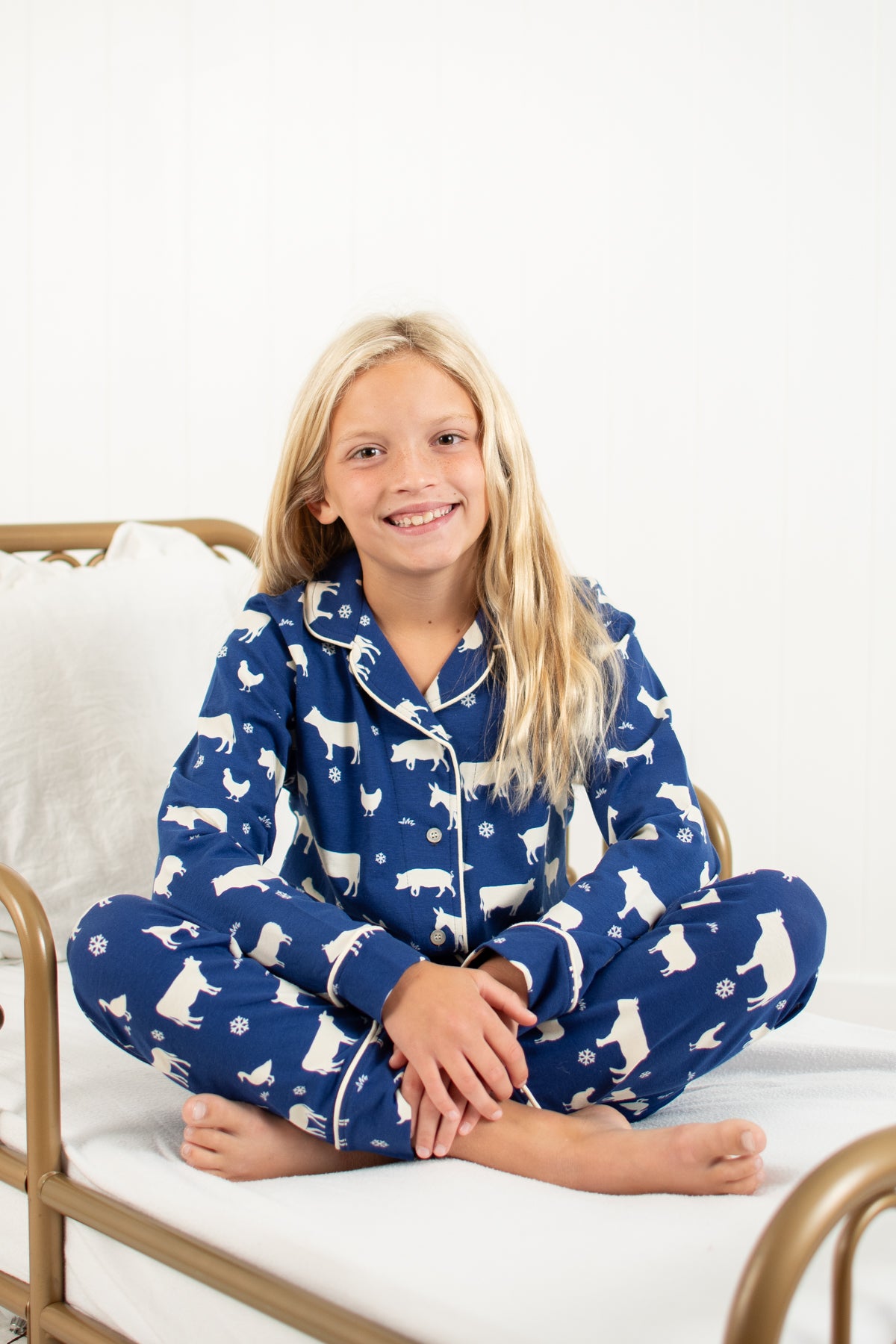 Animals & Snowflakes Toddler/Youth Notch Collar Top and Pajama Pant Set *Preorder*