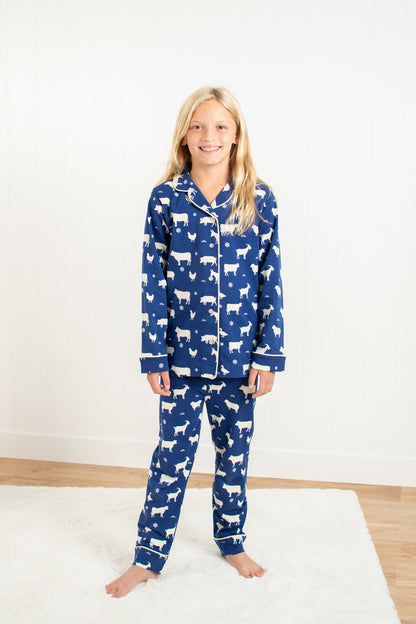 Animals & Snowflakes Toddler/Youth Notch Collar Top and Pajama Pant Set *Preorder*