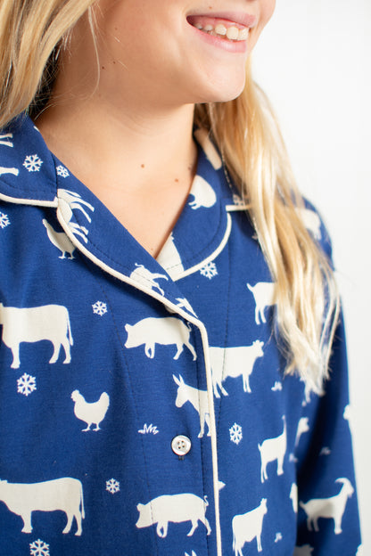 Animals & Snowflakes Toddler/Youth Notch Collar Top and Pajama Pant Set *Preorder*