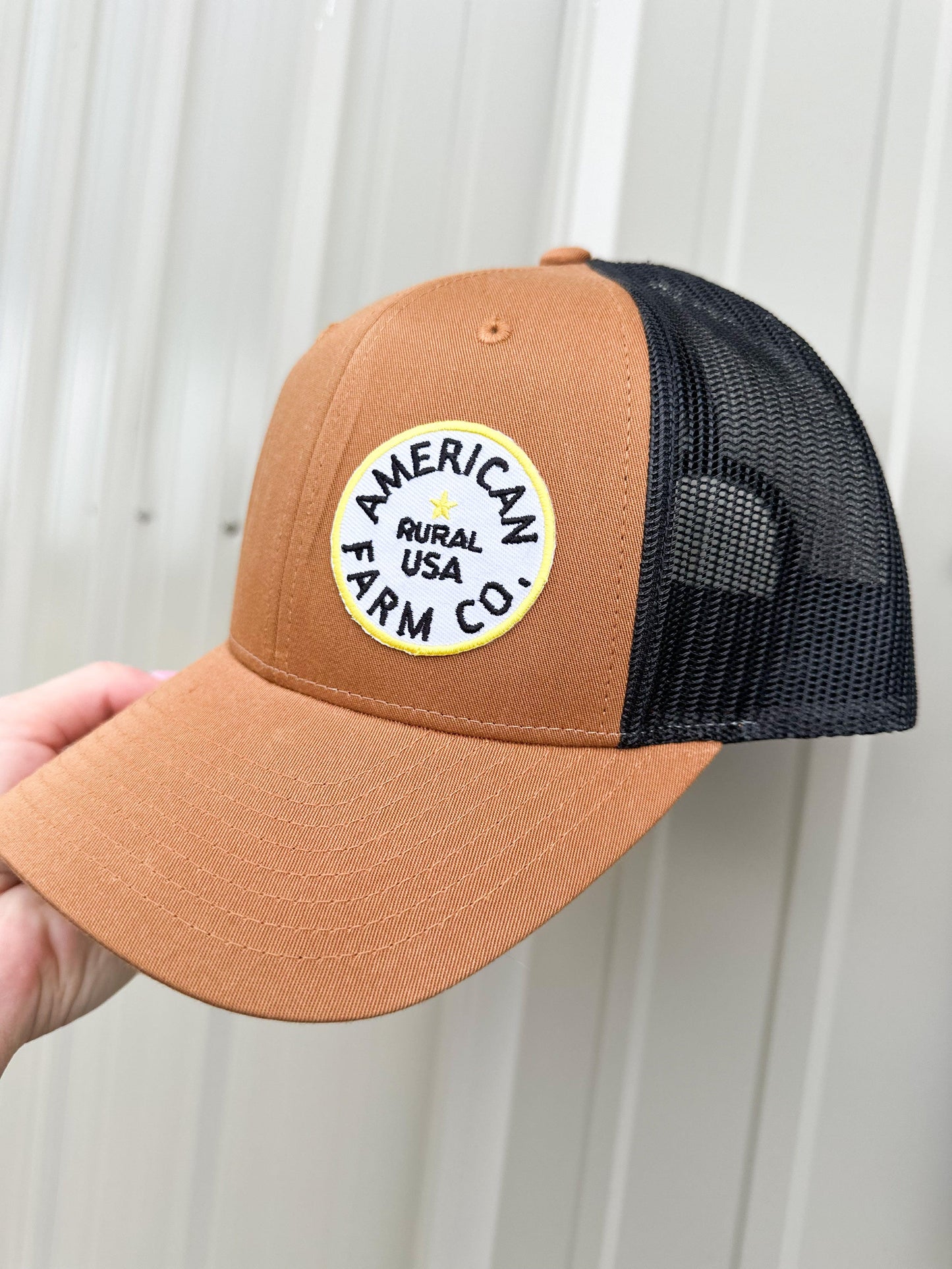 American Farm Co Rural Patch Brown Trucker Cap - American Farm Company