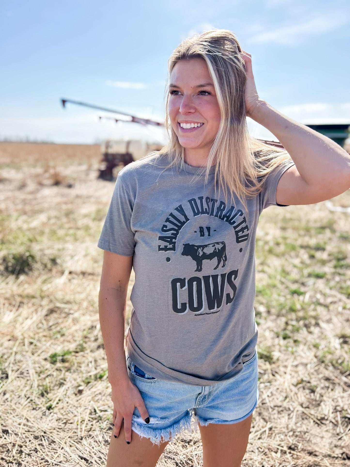 'Easily Distracted by Cows' Taupe Tee