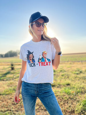 Trick or Treat Grey Tee - Trump '24 - American Farm Company