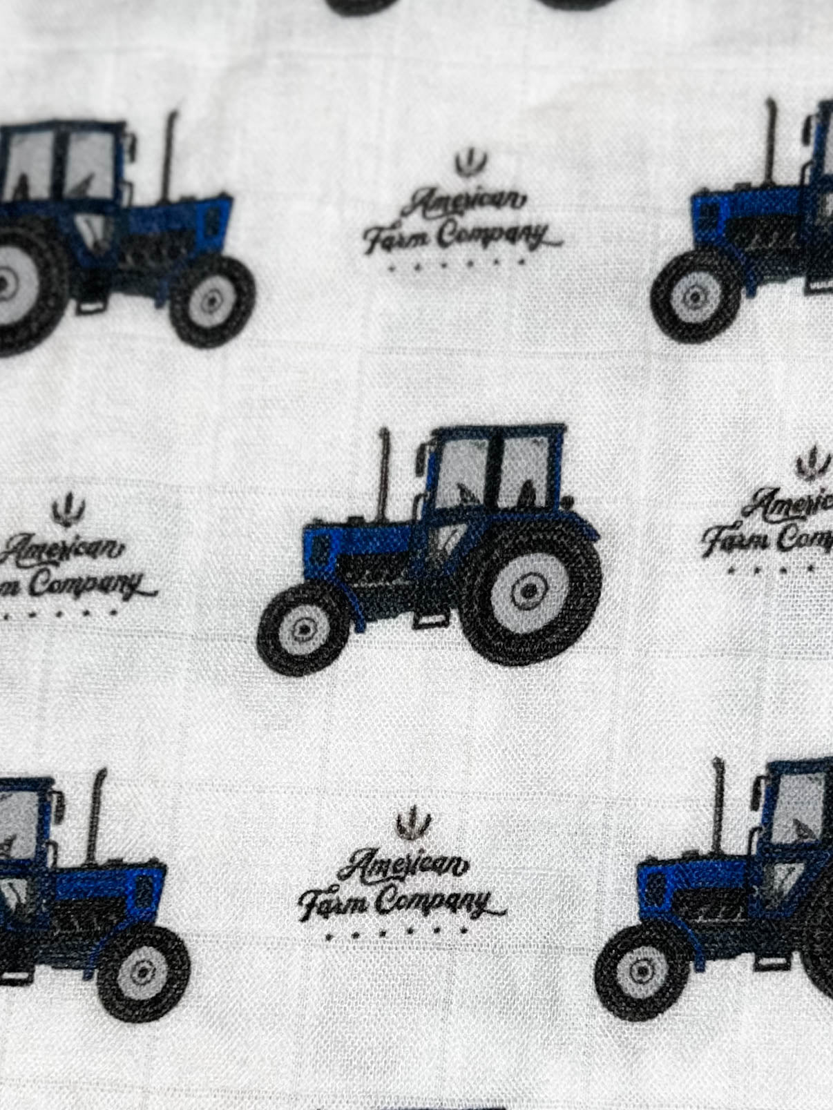 Oversized Blue Tractor Muslin Blanket