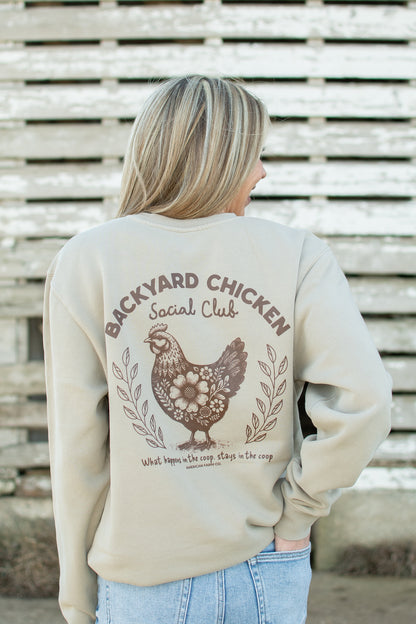 'Backyard Chicken Social Club' Crewneck