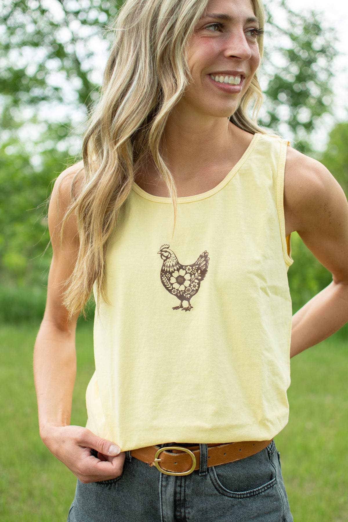 Backyard Chickens Social Club Yellow Tank Top
