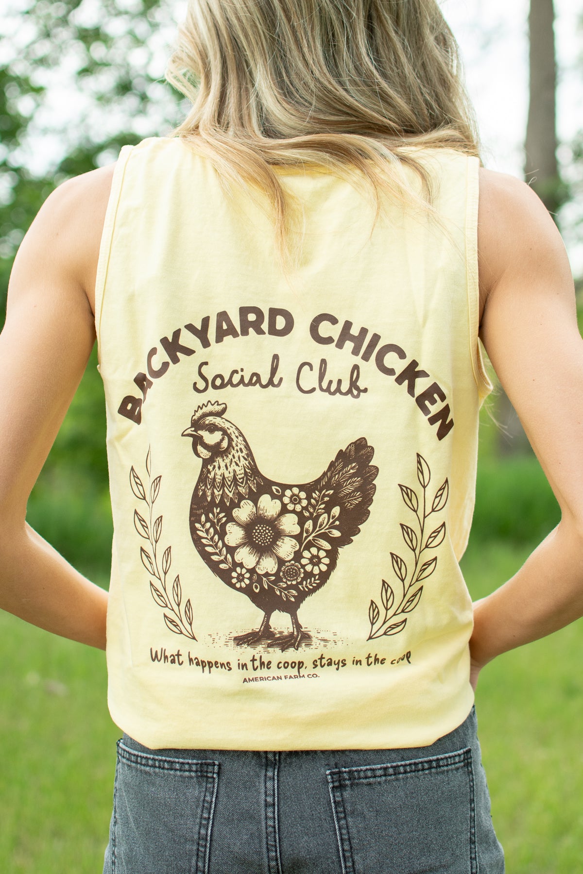 Backyard Chickens Social Club Yellow Tank Top
