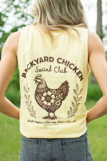 Backyard Chickens Social Club Yellow Tank Top