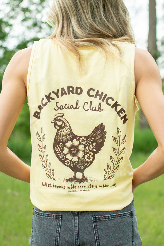 Backyard Chickens Social Club Yellow Tank Top