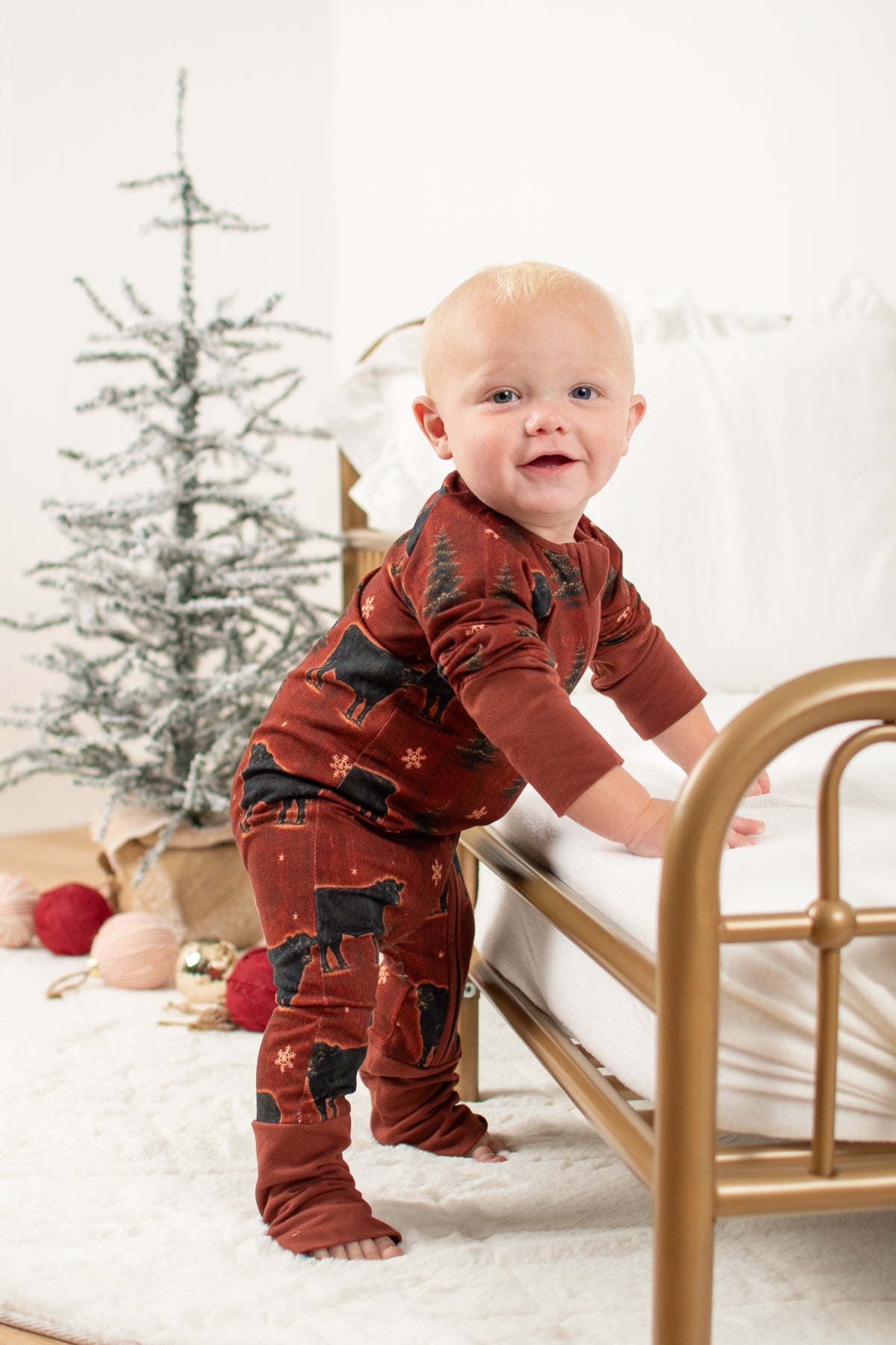 Barnwood + Cows Christmas Baby Zippy *Preorder*