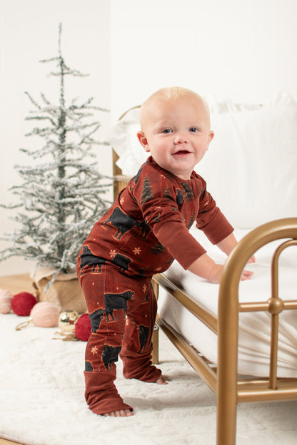 Barnwood + Cows Christmas Baby Zippy *Preorder*