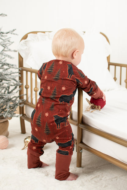 Barnwood + Cows Christmas Baby Zippy *Preorder*