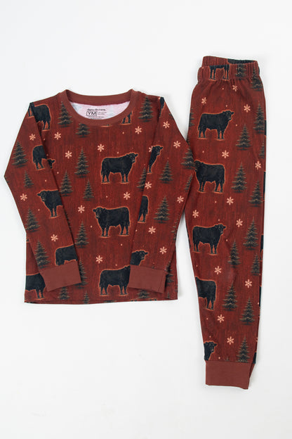 Barnwood + Cows Christmas Toddler/Youth Pajama Pant Set *Preorder*