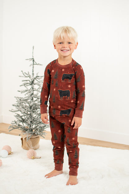 Barnwood + Cows Christmas Toddler/Youth Pajama Pant Set *Preorder*