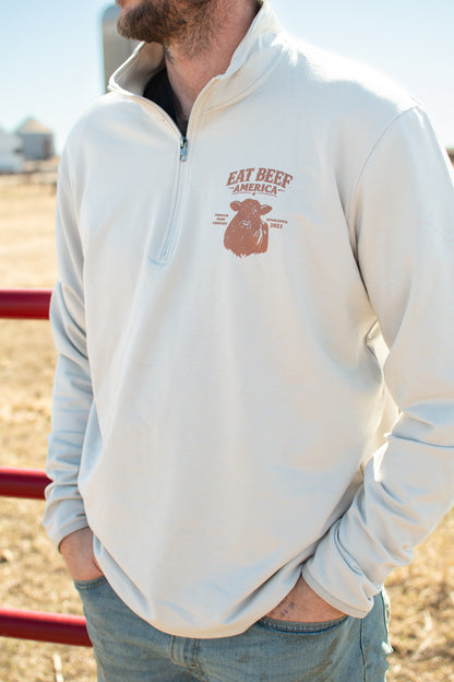 Brown Angus 'Eat Beef America' Performance 1/4 Zip Pullover