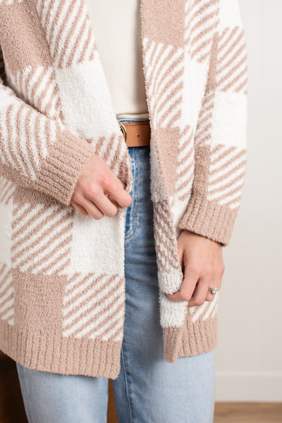 Beige Plaid Luxe Cardigan