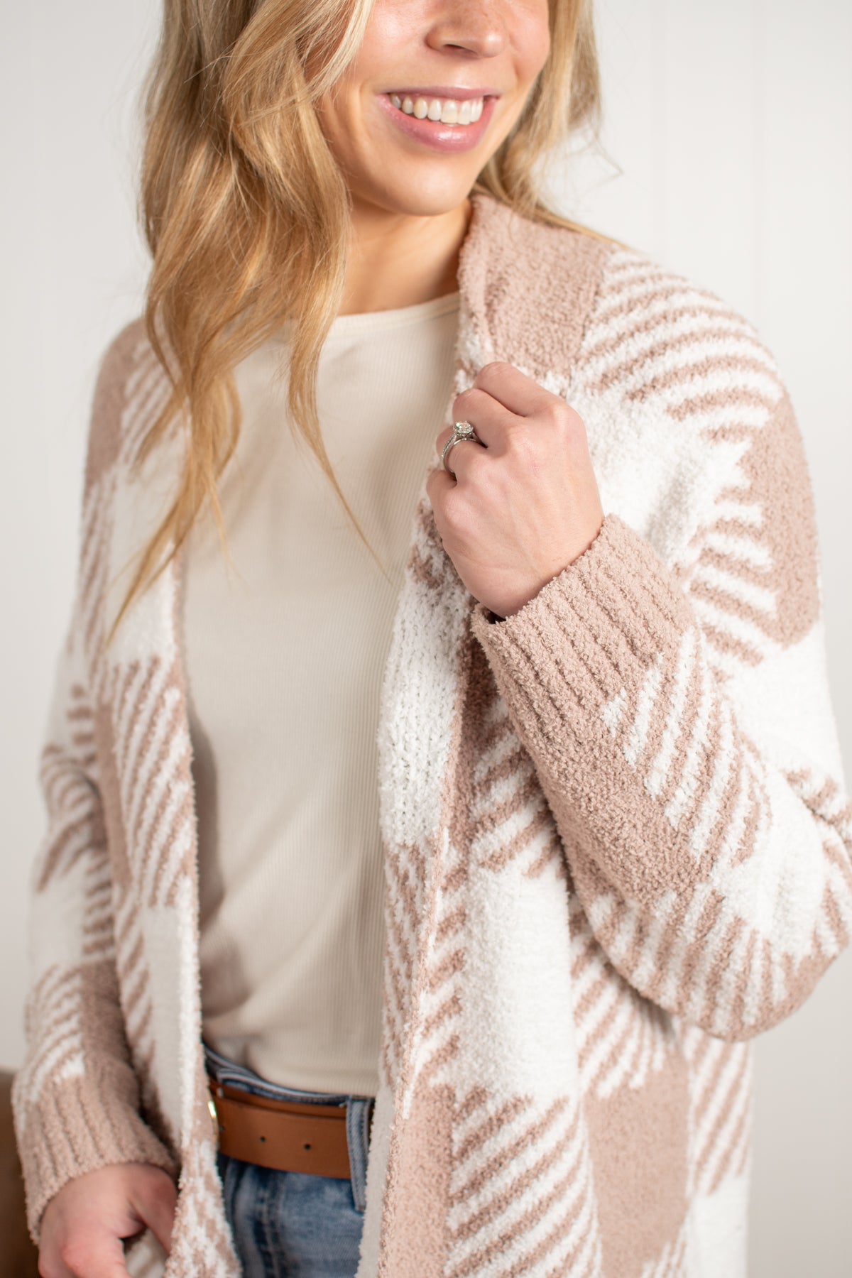 Beige Plaid Luxe Cardigan