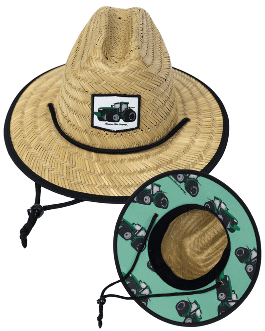 Big Green Tractor Kids Straw Hat