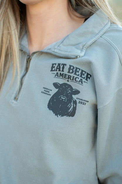Black Angus 'Eat Beef America' Grey 1/4 Zip