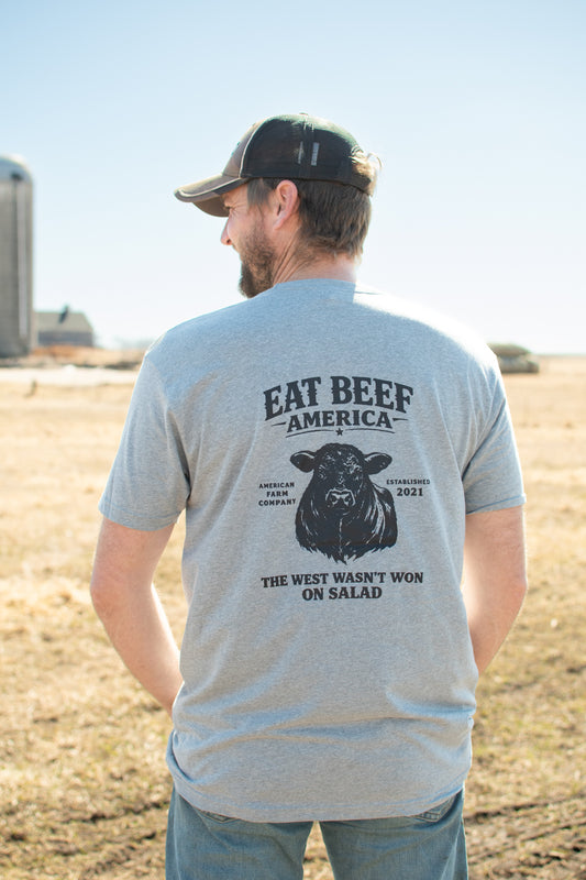 Black Angus 'Eat Beef America' Gray Essentials Tee