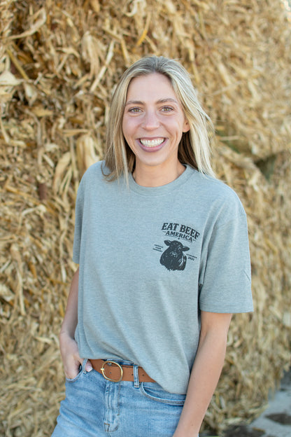Black Angus 'Eat Beef America' Gray Essentials Tee