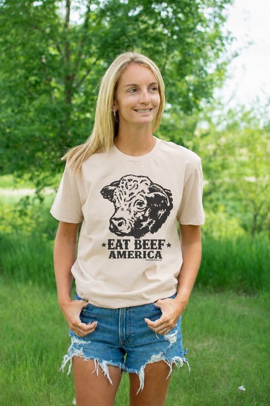 Black Angus 'Eat Beef America' Tan T-Shirt