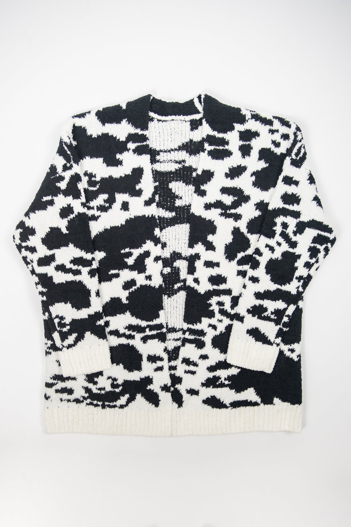 Black Cow Print Luxe Cardigan