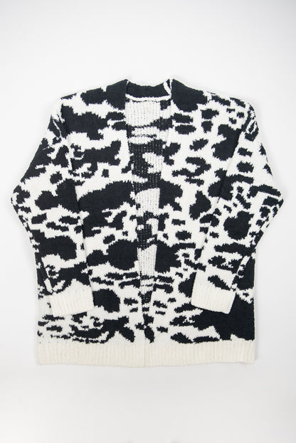 Black Cow Print Luxe Cardigan