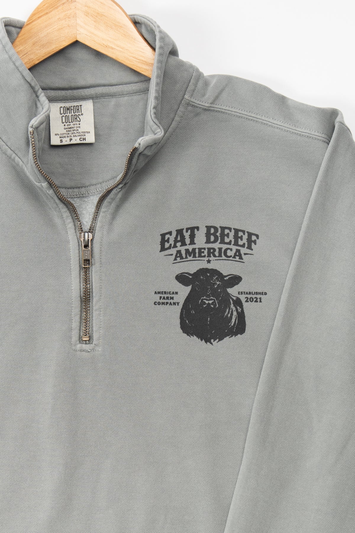Black Angus 'Eat Beef America' Grey 1/4 Zip