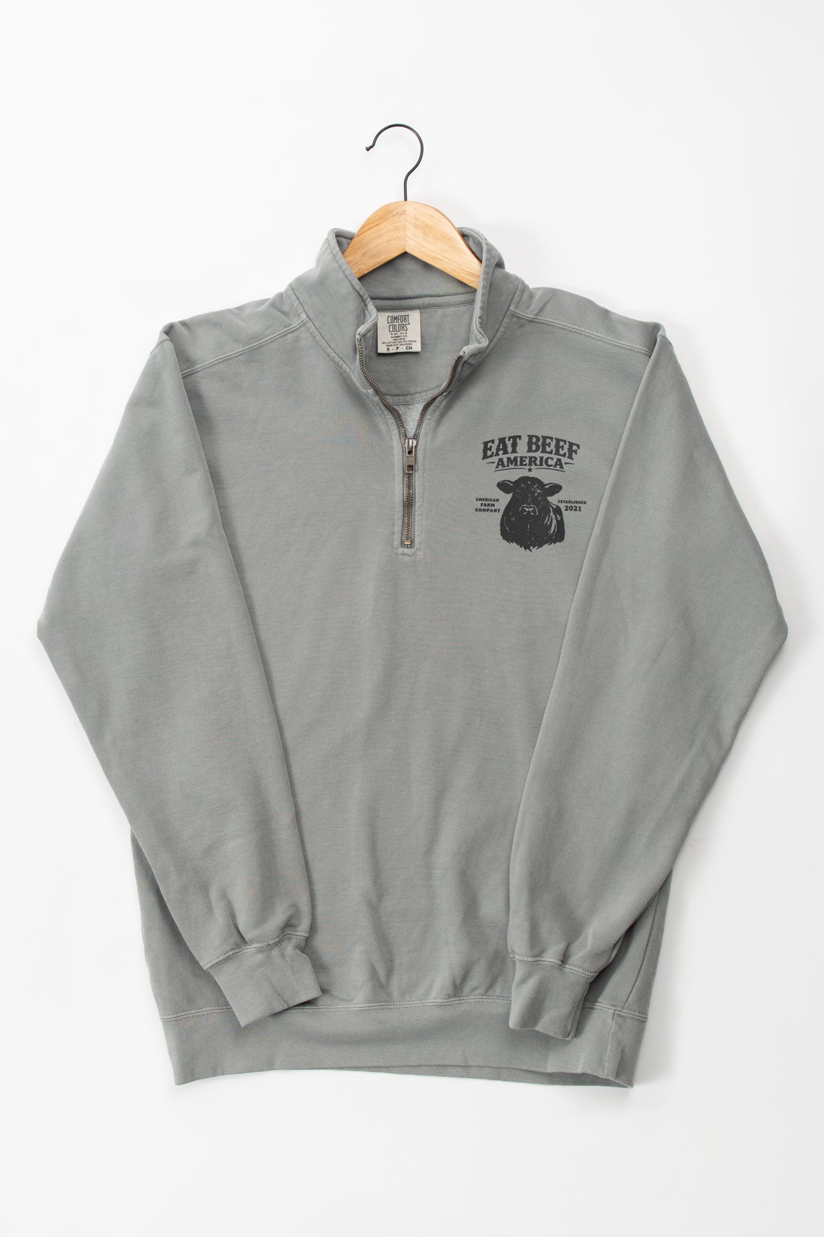 Black Angus 'Eat Beef America' Grey 1/4 Zip