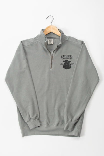 Black Angus 'Eat Beef America' Grey 1/4 Zip