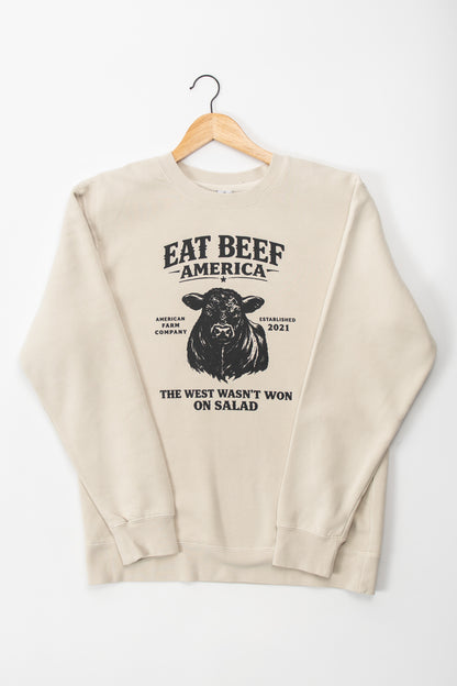 Black Angus 'Eat Beef America' Cream Crewneck