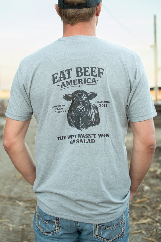 Black Angus 'Eat Beef America' Gray Essentials Tee
