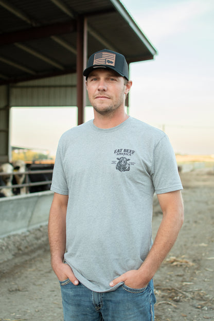 Black Angus 'Eat Beef America' Gray Essentials Tee