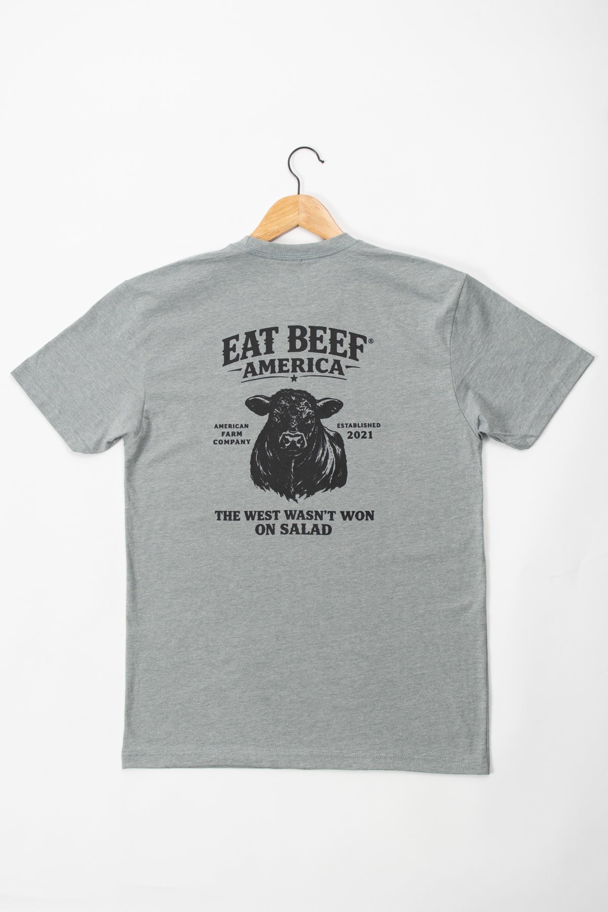 Black Angus 'Eat Beef America' Gray Essentials Tee