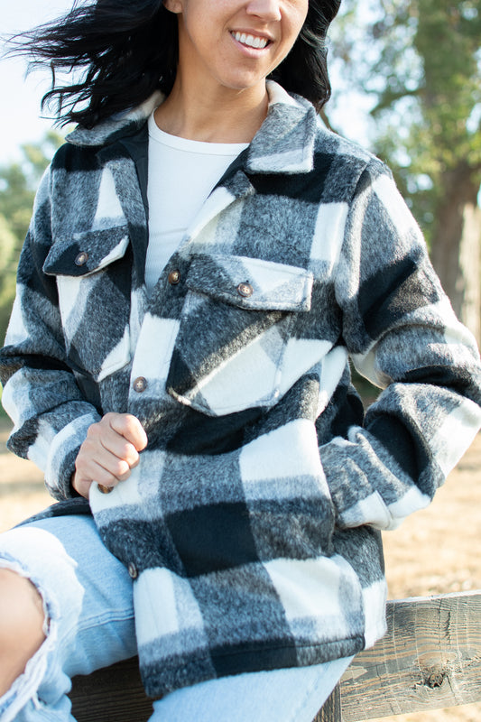 Black, Gray & White Plaid Jacket