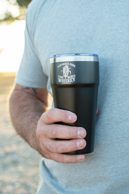 Black 'Rain Makes Corn, Corn Makes Whiskey' 30oz Tumbler