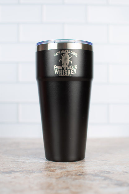 Black 'Rain Makes Corn, Corn Makes Whiskey' 30oz Tumbler