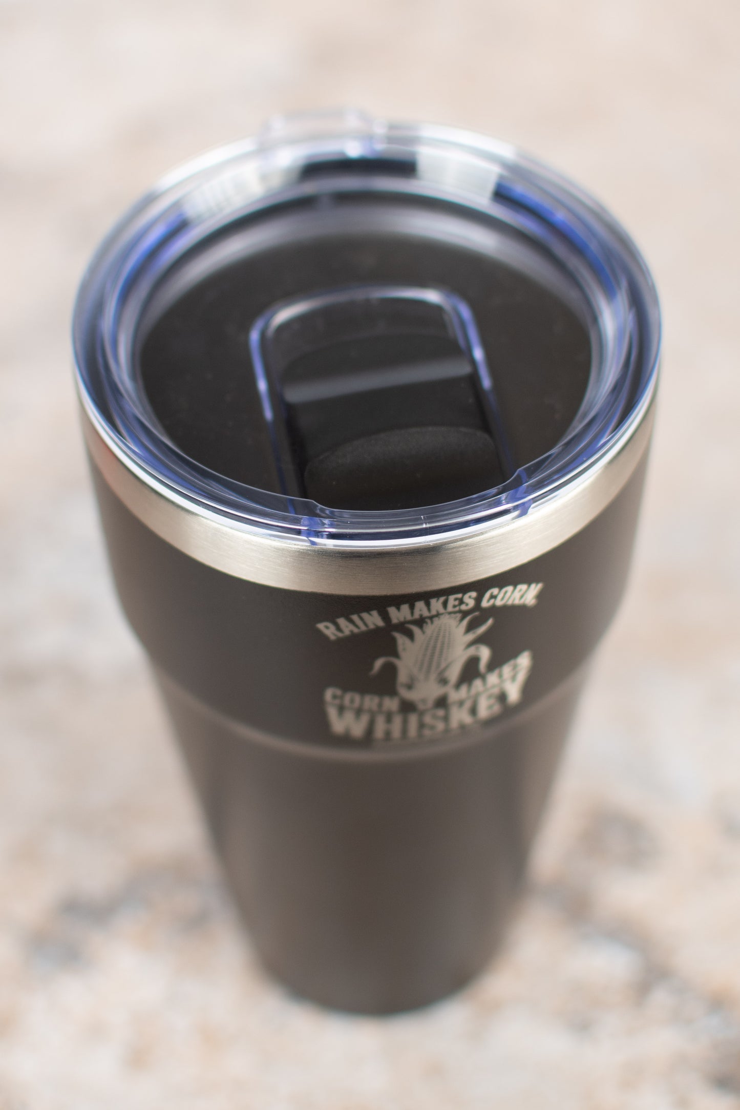 Black 'Rain Makes Corn, Corn Makes Whiskey' 30oz Tumbler