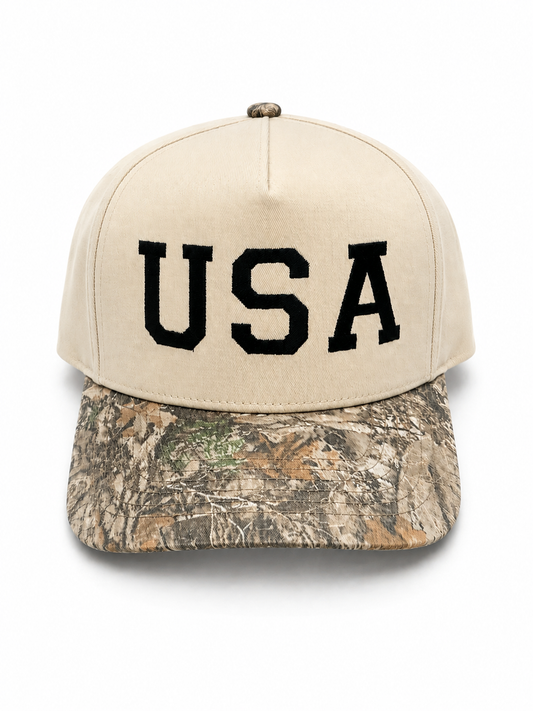 Black ‘USA’ Embroidered Camo Bill Trucker Hat