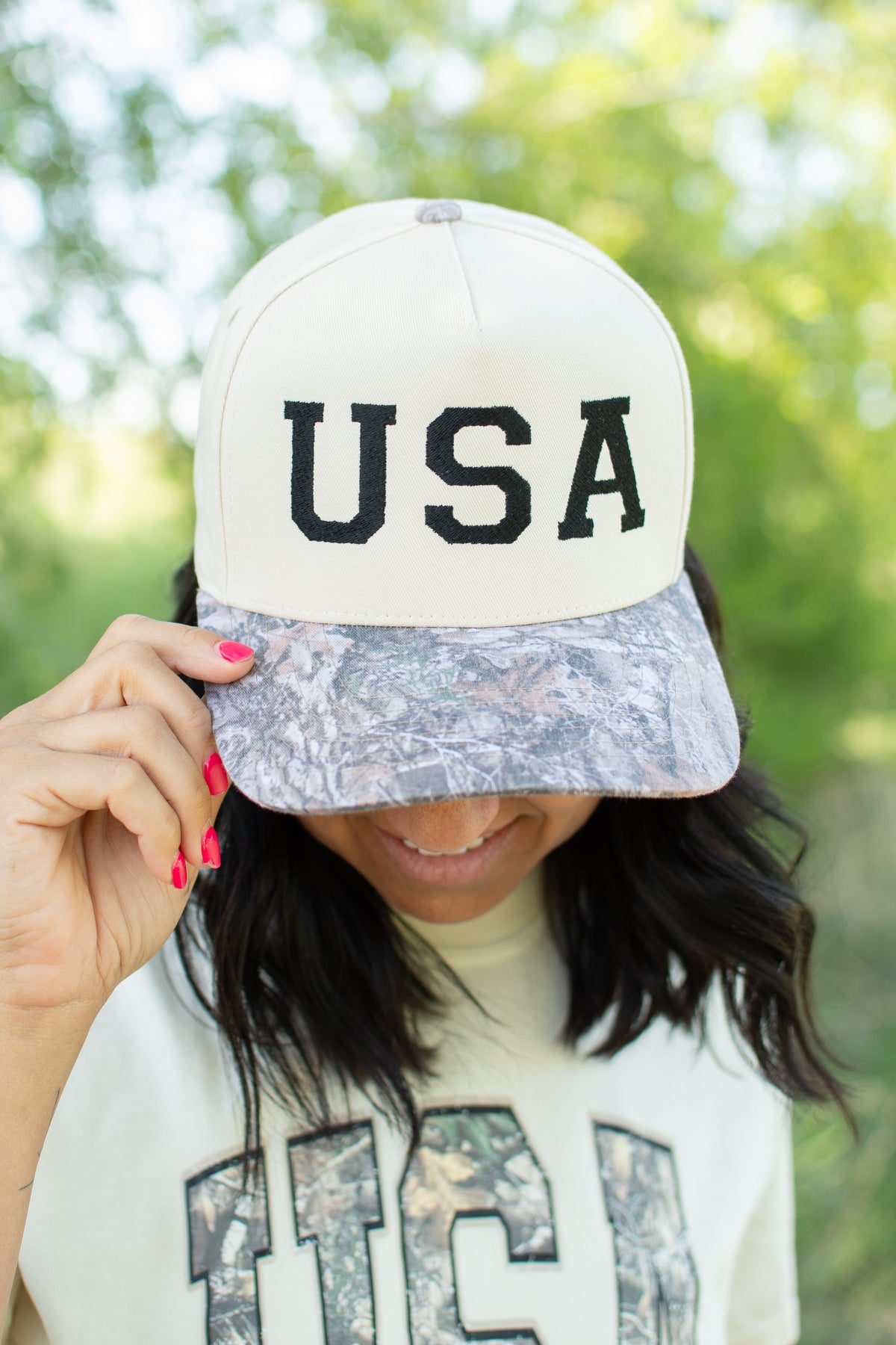 Black ‘USA’ Embroidered Camo Bill Trucker Hat
