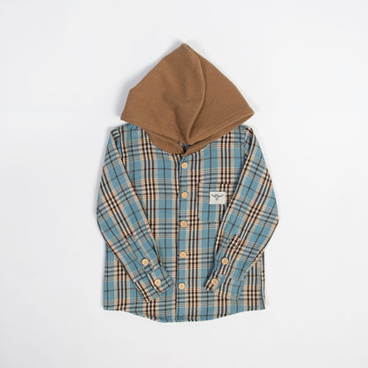 Blue Plaid Hooded Flannel Shirt - Baby/Youth - American Farm Company