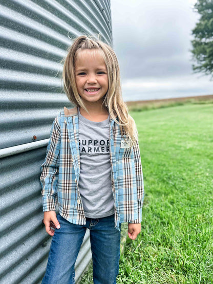 Blue Plaid Hooded Flannel Shirt - Baby/Youth - American Farm Company